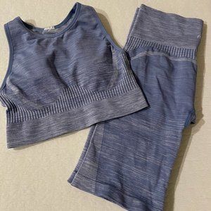 Ryka | Blue Sports Bra and Highwaisted Contouring Biker Shorts | Large